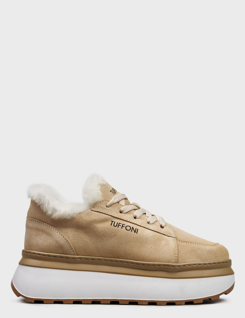 женские бежевые замшевые Кроссовки Tuffoni 3624014VF_beige - фото-5