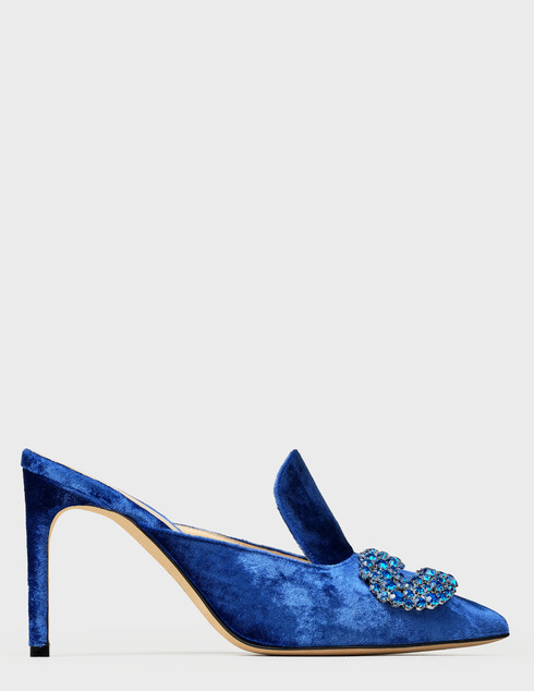 женские синие текстильные Мюли Giannico Gian-DAPHNE-PANTONE-BLUE-VELVET-BLUE-BROOCH-blue - фото-5