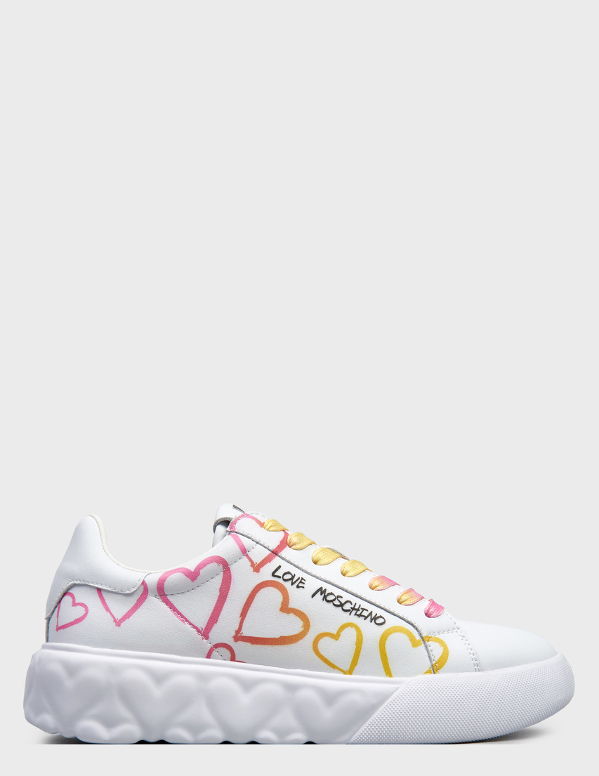 женские белые кожаные Кеды Love Moschino 15024_white - фото-5