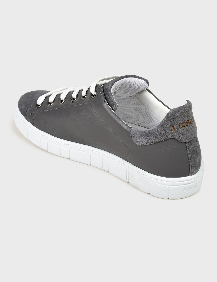 мужские серые Кеды A.Testoni 7042-gray - фото-2