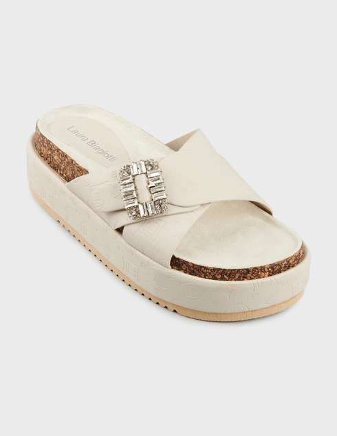 белые Шлепанцы Laura Biagiotti 9086-panna-log_white