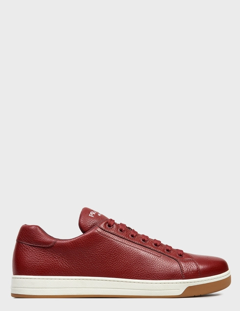 мужские красные кожаные Кеды Prada 4E3507-Rosso_red - фото-5