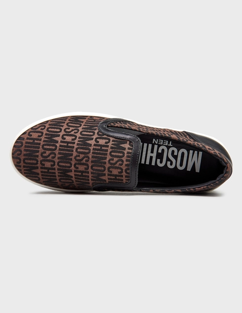 коричневые женские Слипоны Moschino 77422-R-logo-Brown 10245 грн