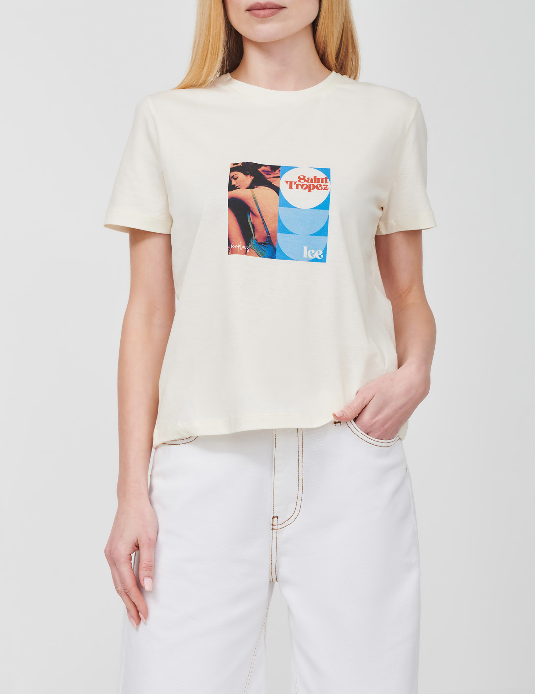 

Футболка, Бежевый;молочный