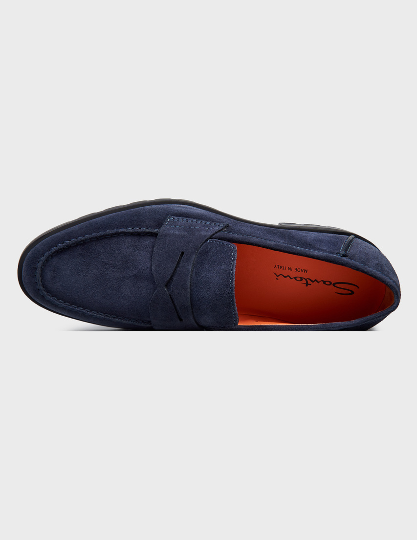 синие мужские Лоферы Santoni 18610_blue 19364 грн