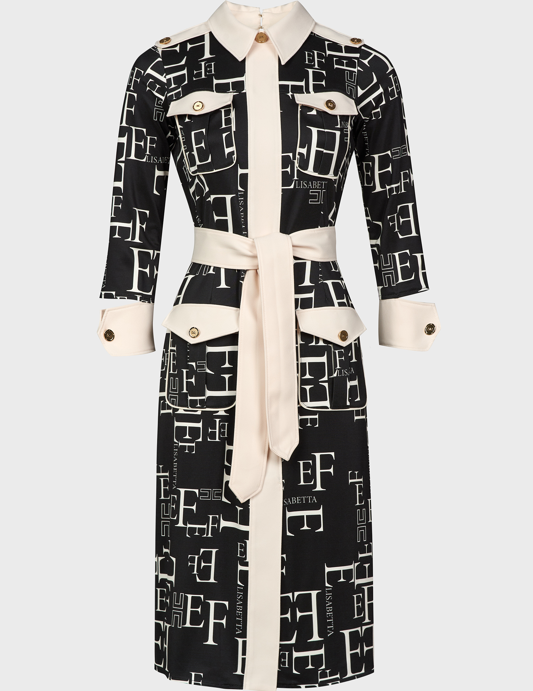 

Платье, Черный;бежевый;принт