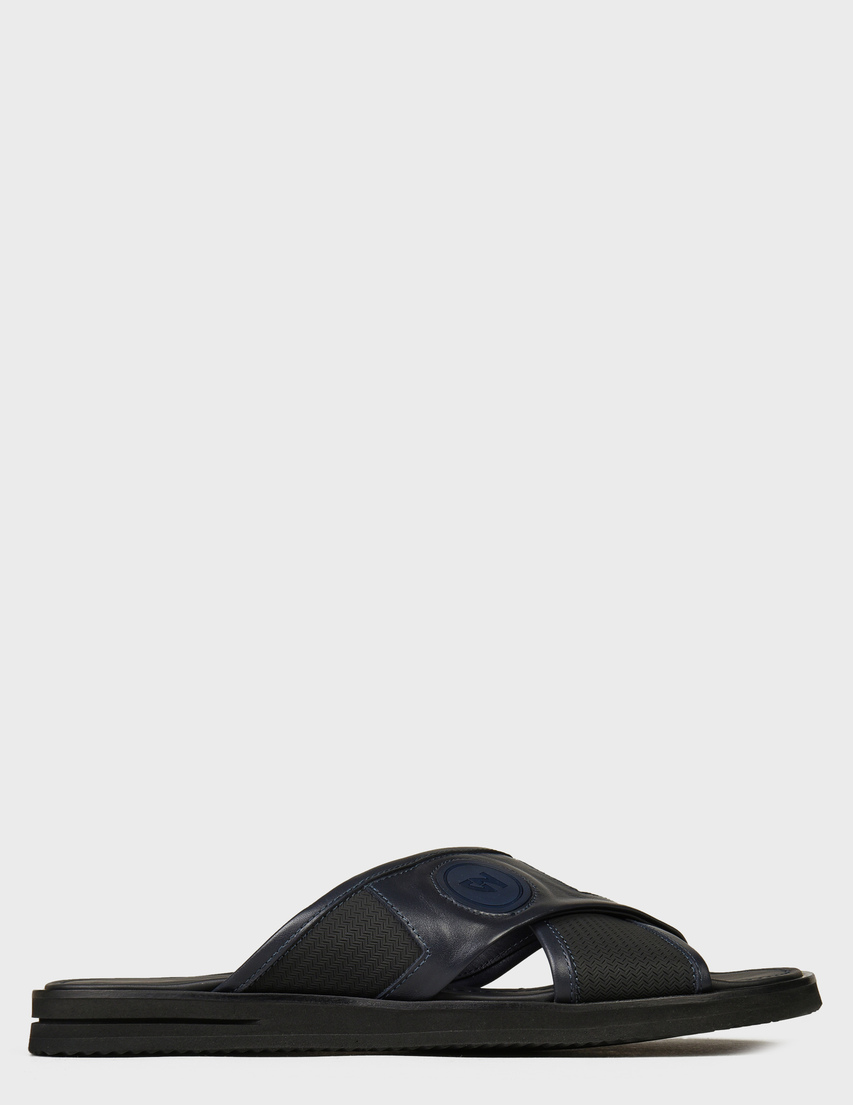 мужские синие кожаные Шлепанцы Giampiero Nicola 3771-blun_blue - фото-5