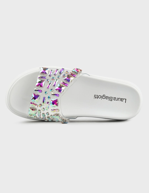 белые женские Шлепанцы Laura Biagiotti 9108-sil-strass_white 6540 грн