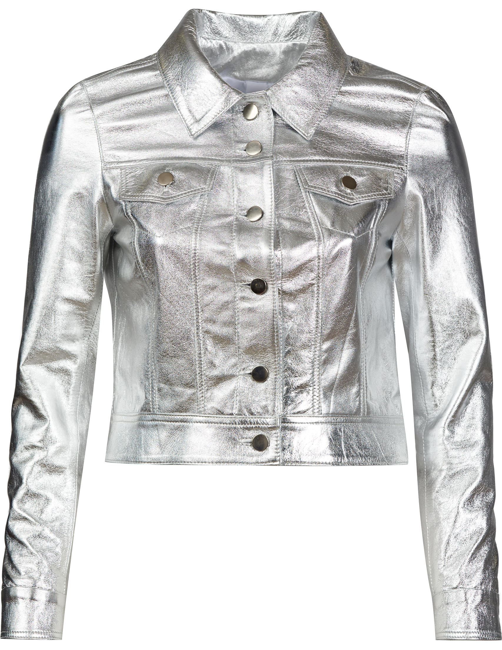 Серебряная кожаная куртка