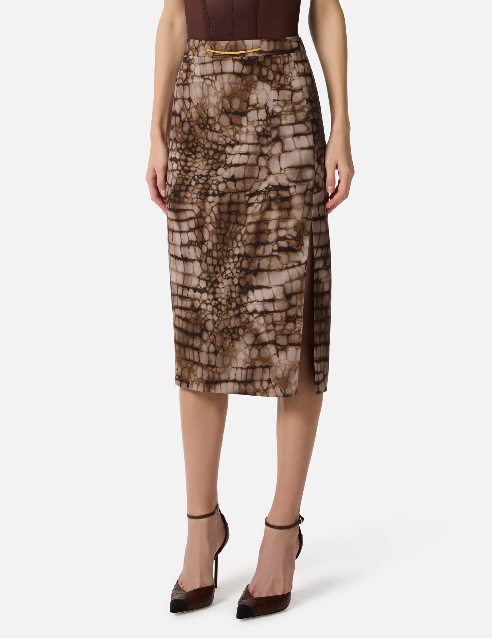 

Юбка, Коричневый;принт