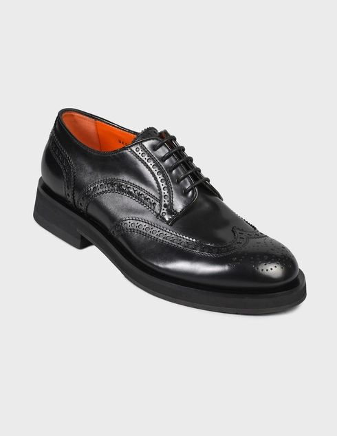 мужские черные Броги Santoni 17872-black - фото-2