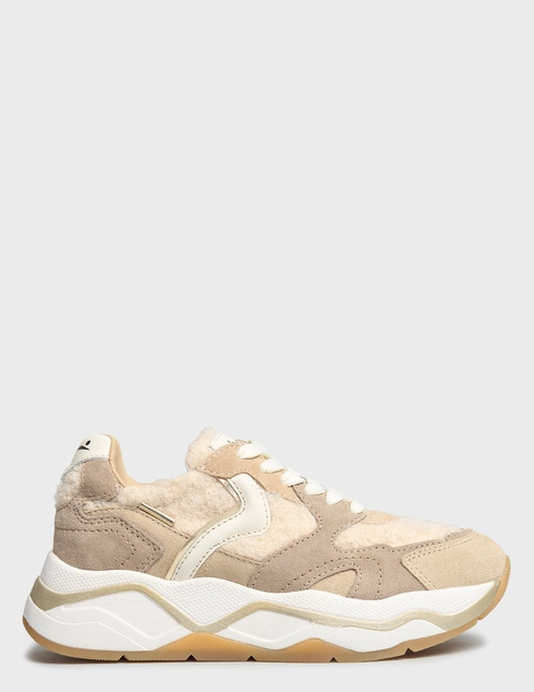 женские бежевые замшевые Кроссовки Voile Blanche 9018-NB-fango-wool-mix_beige - фото-5