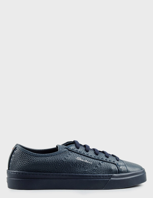 мужские синие кожаные Кеды Santoni 22063_blue - фото-5