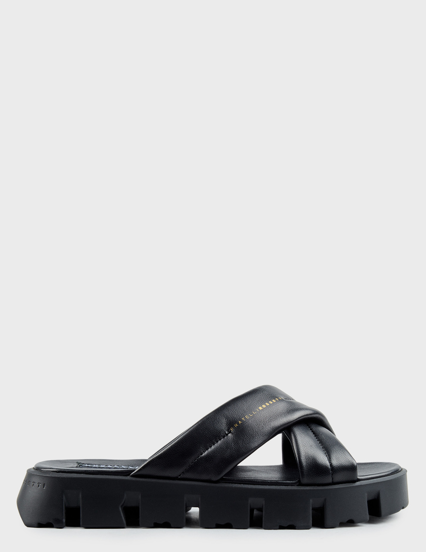 женские черные кожаные Шлепанцы Fratelli Rossetti 76895_black - фото-5