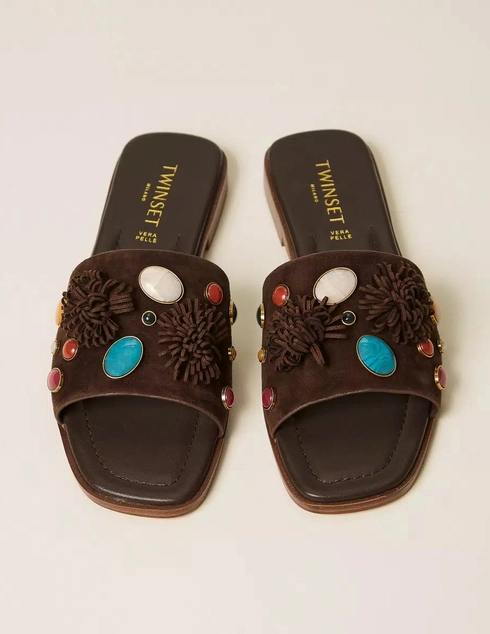 женские коричневые Шлепанцы Twinset 261TGT062-12110 - фото-2