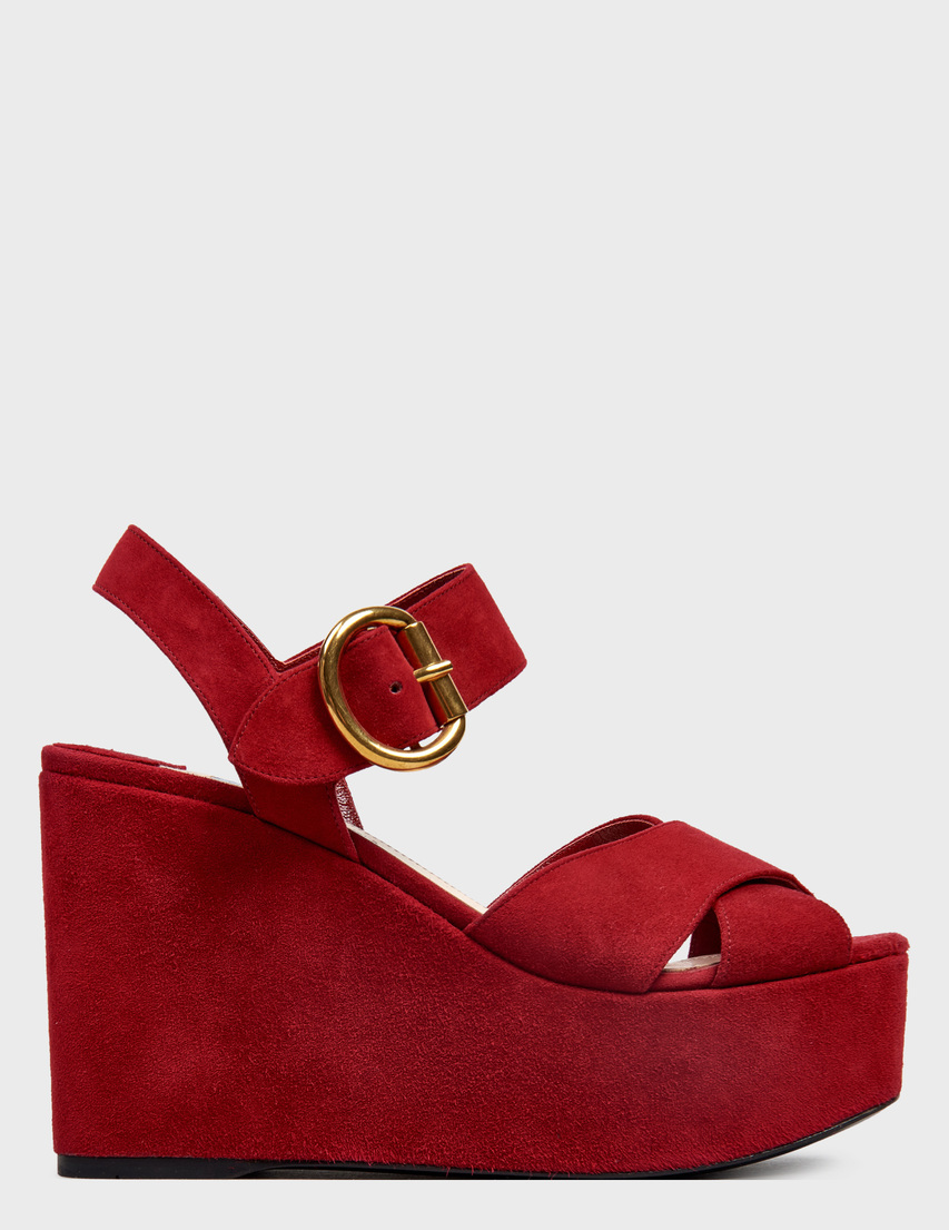 женские красные замшевые Босоножки Prada IXZ523-Rosso_red - фото-5