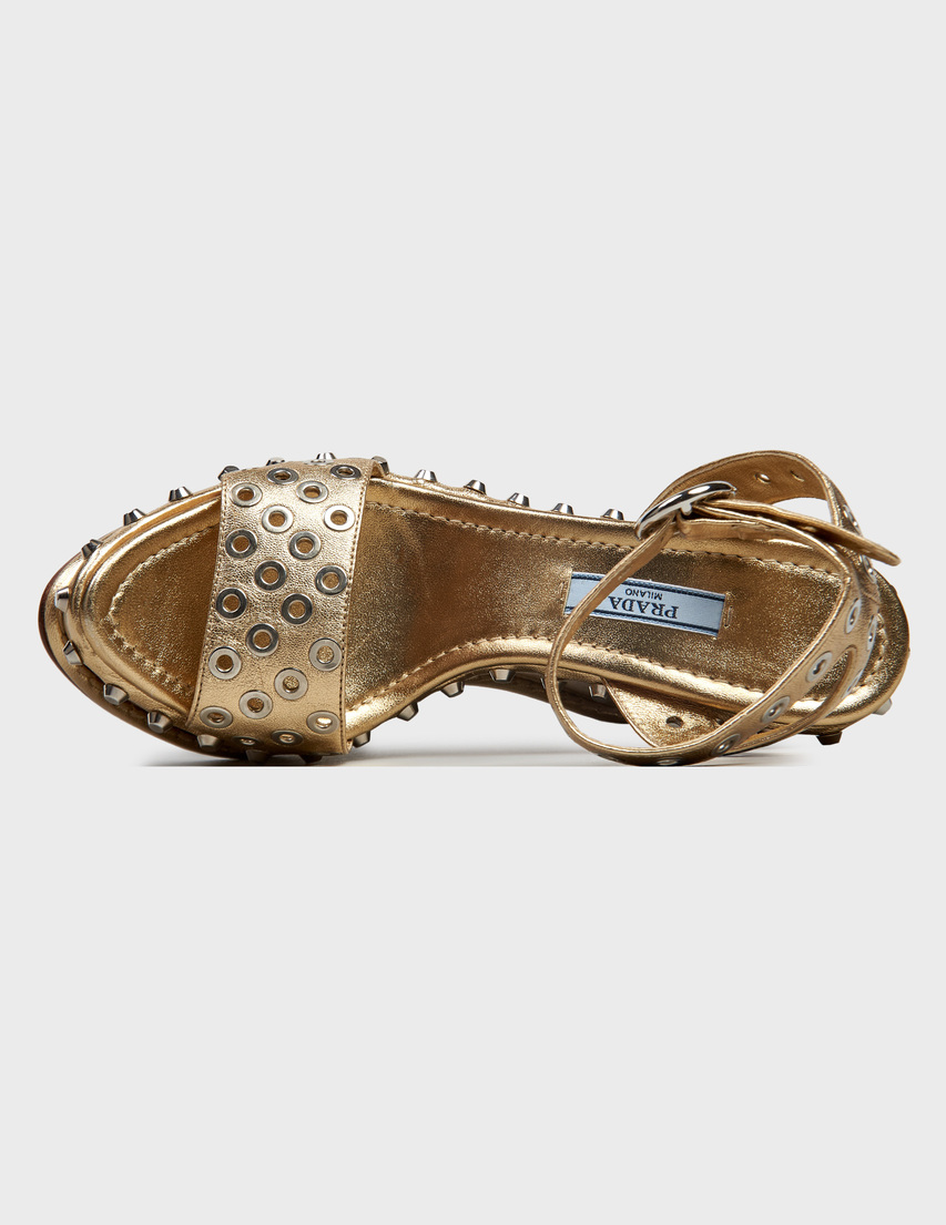 золотые женские Босоножки Prada 1XZ485PLATINO-Golden 18995 грн