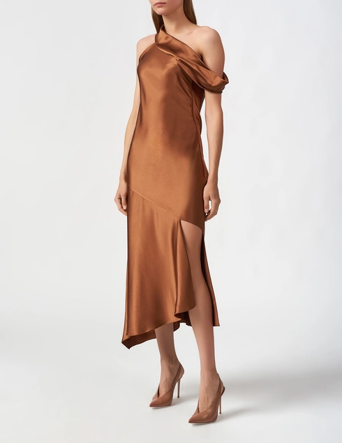 Cushnie Cush-119324-41-миди-sleep-dress-brown фото-4