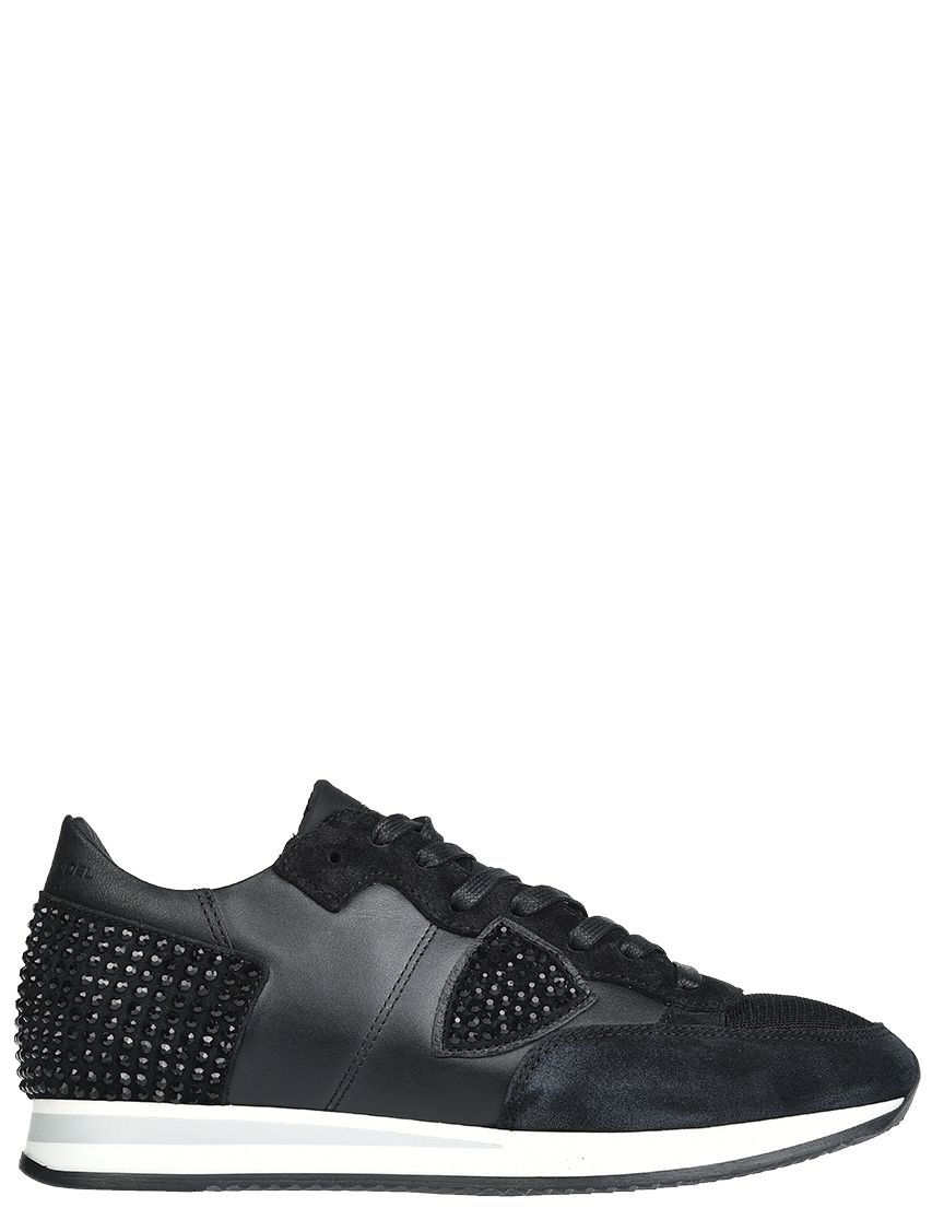 женские черные кожаные Кроссовки Philippe Model DV15_black - фото-5