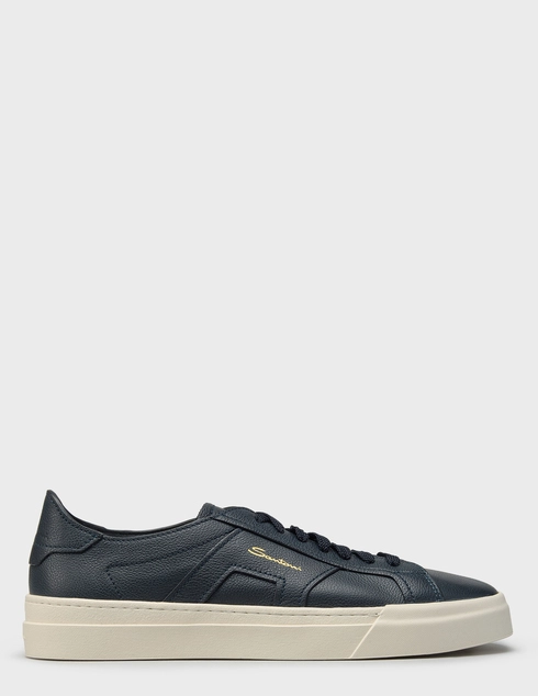 мужские синие кожаные Кеды Santoni 21967_blue - фото-5