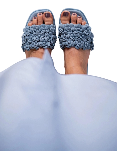 женские голубые замшевые Шлепанцы Kennel & Schmenger 139101.0120.1170 - фото-5