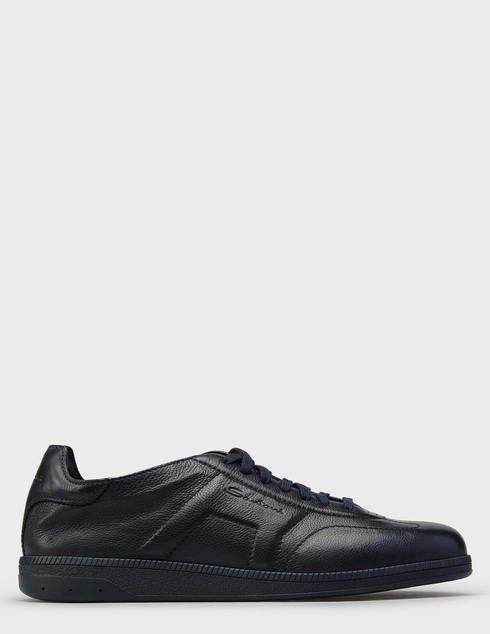 мужские синие кожаные Кроссовки Santoni 22072_blue - фото-5