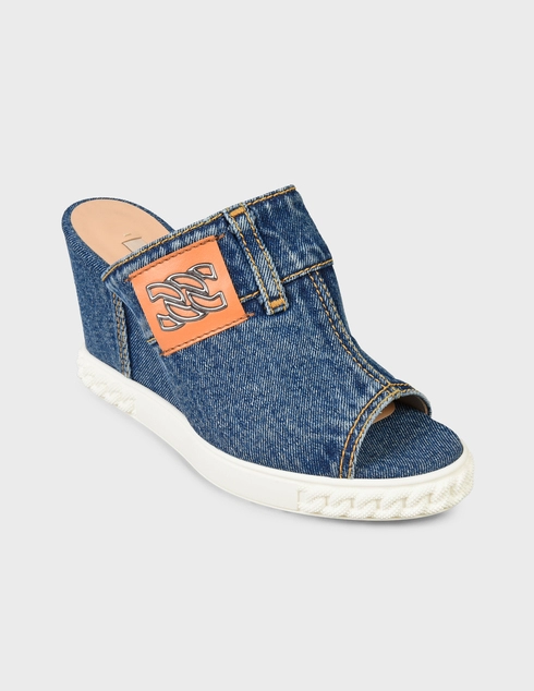 женские синие Шлепанцы Casadei 638-blue - фото-2