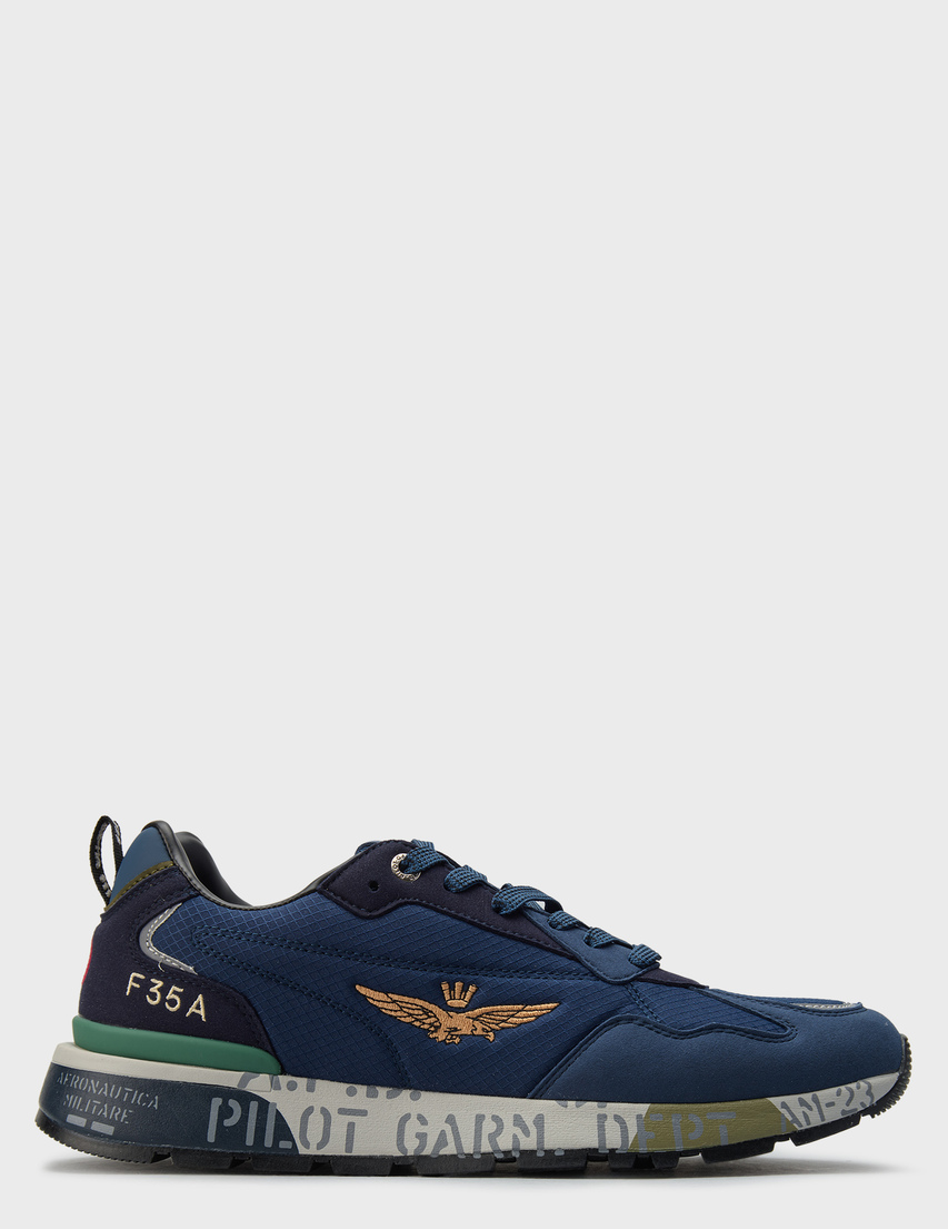 мужские синие текстильные Кроссовки Aeronautica Militare 04249_blue - фото-5