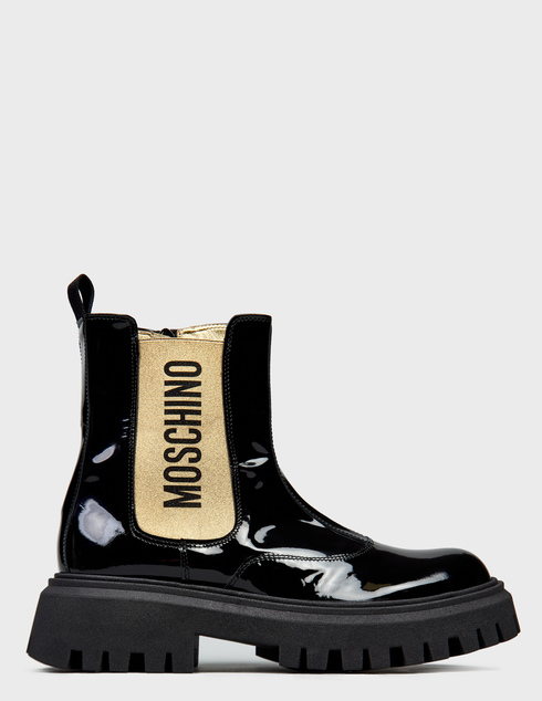 женские черные лакированные Ботинки Moschino 76034-gold_black - фото-5