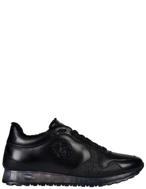 мужские черные кожаные Кроссовки Roberto Cavalli 8335-black - фото-5