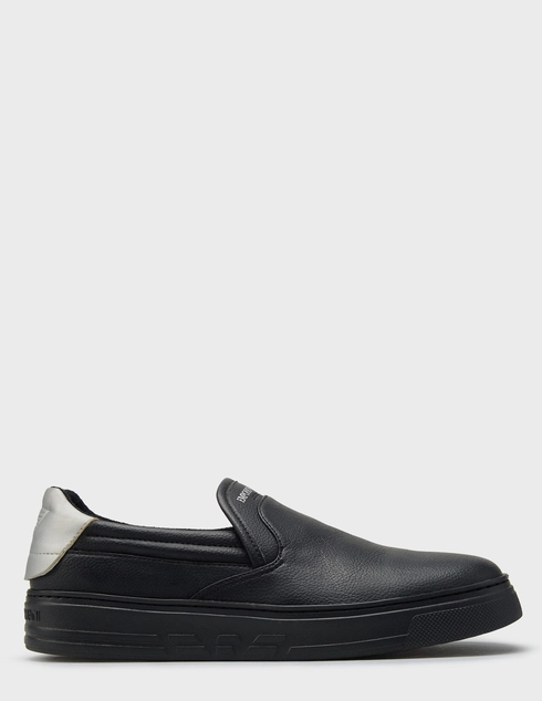 мужские черные кожаные Слипоны Emporio Armani 244_black - фото-5