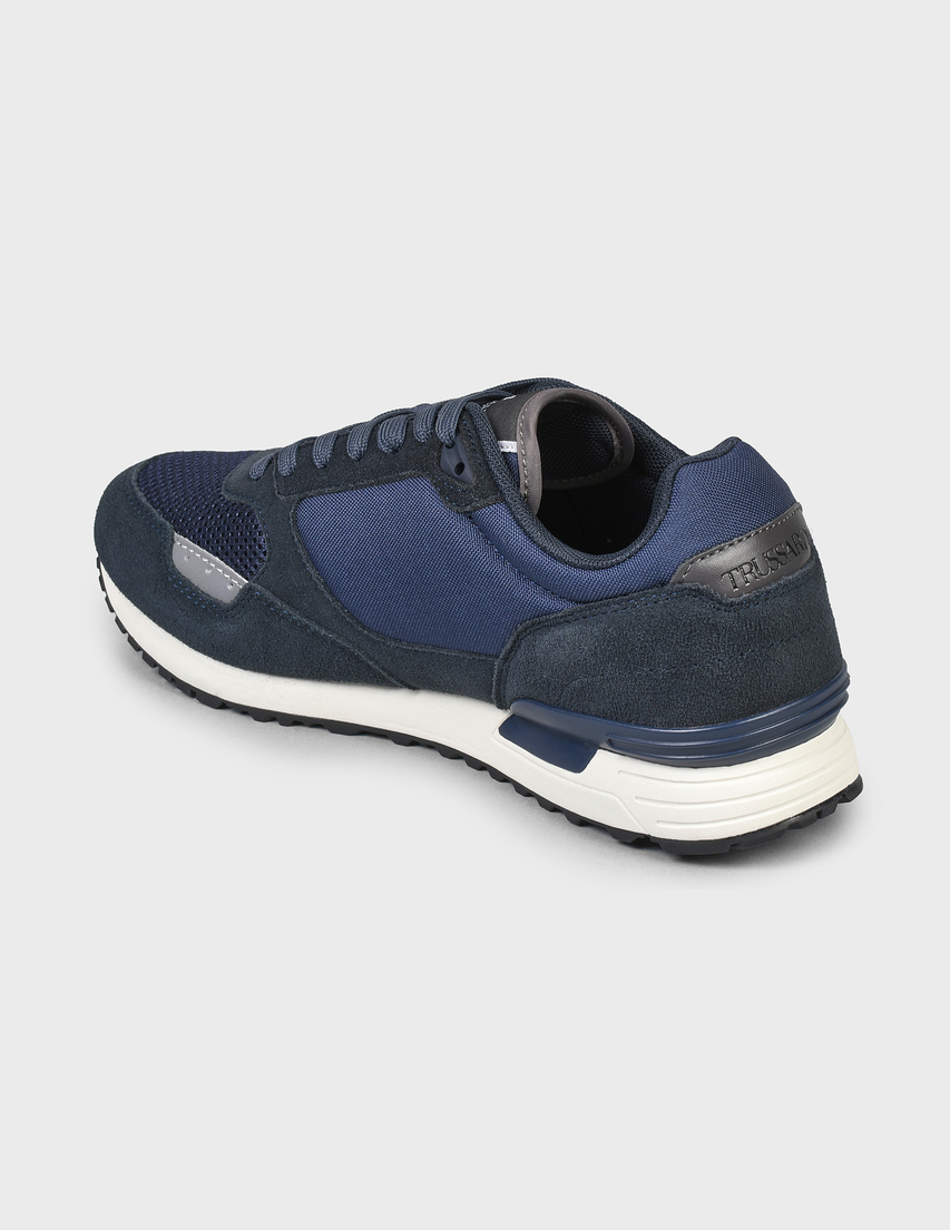 мужские синие Кроссовки Trussardi AGR-00281-blue - фото-2