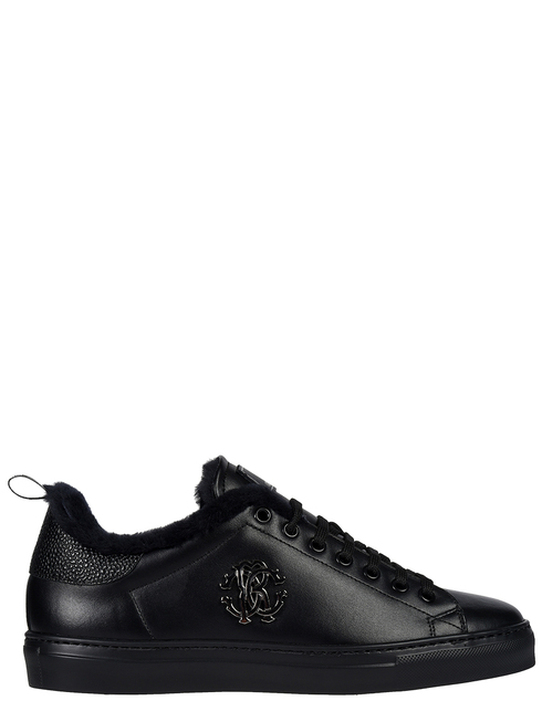 мужские черные кожаные Кеды Roberto Cavalli 8311M-black - фото-5