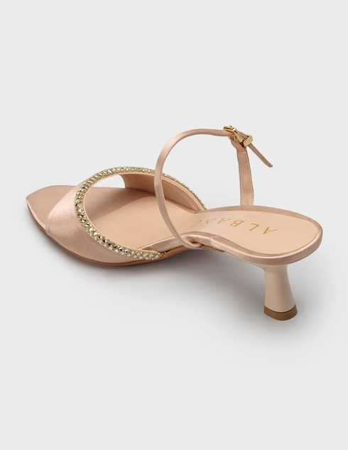 женские бежевые Босоножки Albano 5600-silk-strass_beige - фото-2