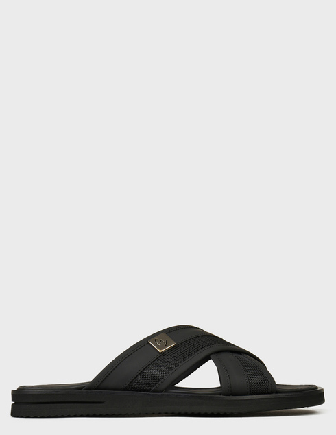 мужские черные кожаные Шлепанцы Giampiero Nicola 5453--NB-R_black - фото-5
