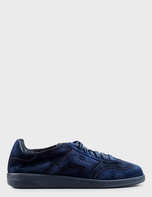 мужские синие замшевые Кеды Santoni 22072_blue - фото-5