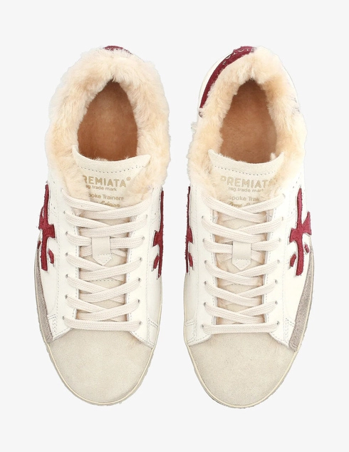 женские бежевые кожаные Кеды Premiata STEVEND_7604M - фото-5