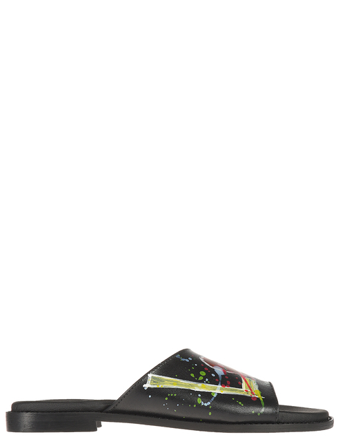 женские многоцветные кожаные Шлепанцы Nila & Nila 6656_black - фото-5