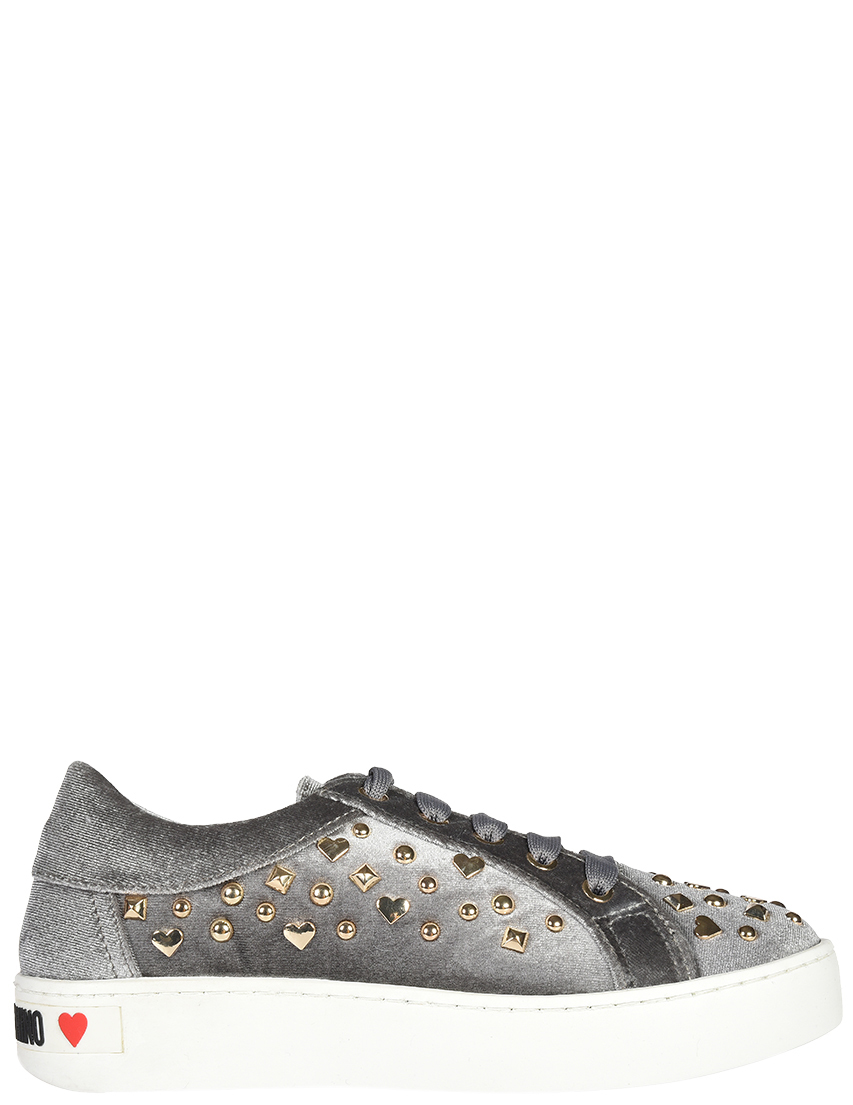 женские серые текстильные Кеды Love Moschino 15293_gray - фото-5