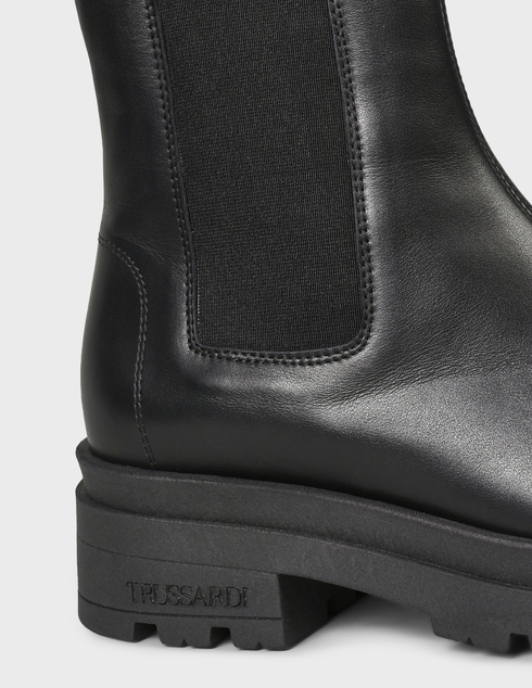 женские черные кожаные Ботинки Trussardi 721-black - фото-5