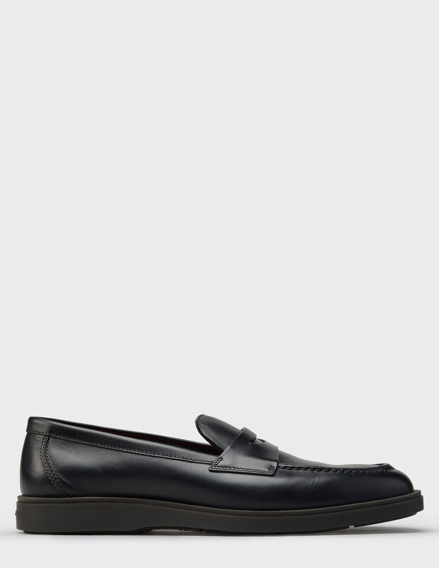 мужские черные кожаные Лоферы Santoni 18714_black - фото-5