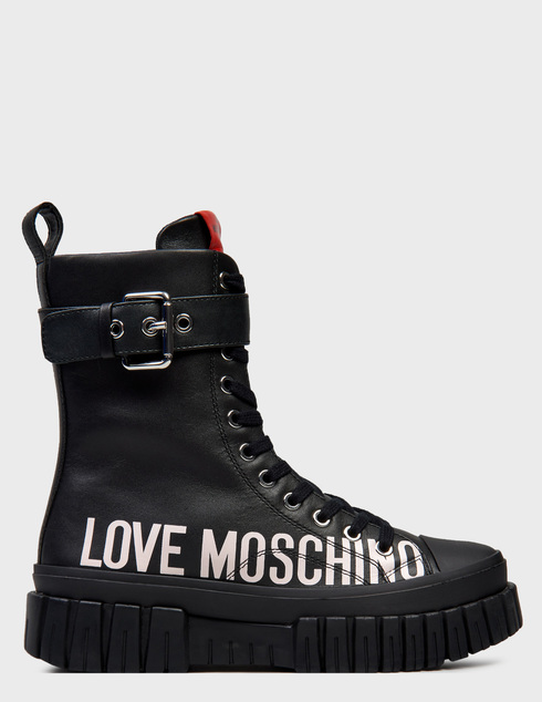 женские черные кожаные Ботинки Love Moschino 15695_black - фото-5