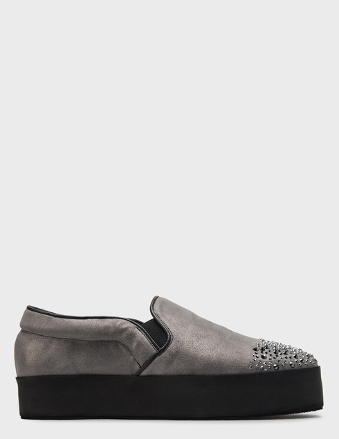 женские серебряные замшевые Слипоны Eddy Daniele Edgy1403grey_silver - фото-5