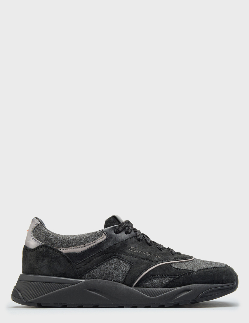 мужские серые замшевые Кроссовки Santoni 22112-01_gray - фото-5