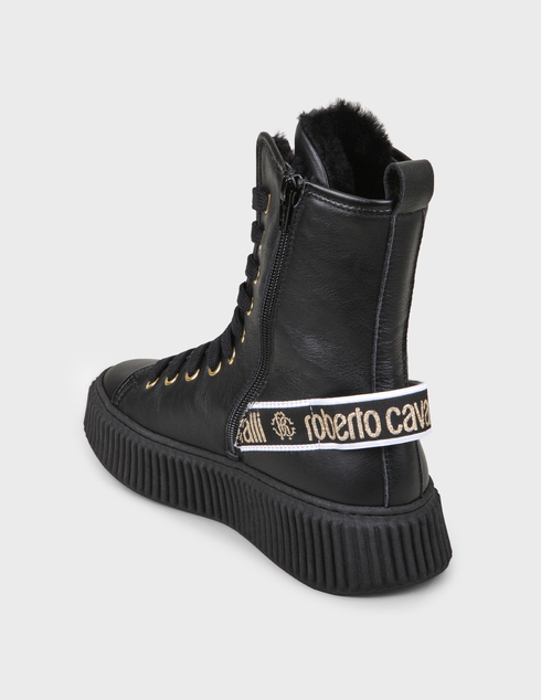 женские черные Ботинки Roberto Cavalli 65938-gold-logo-black - фото-2