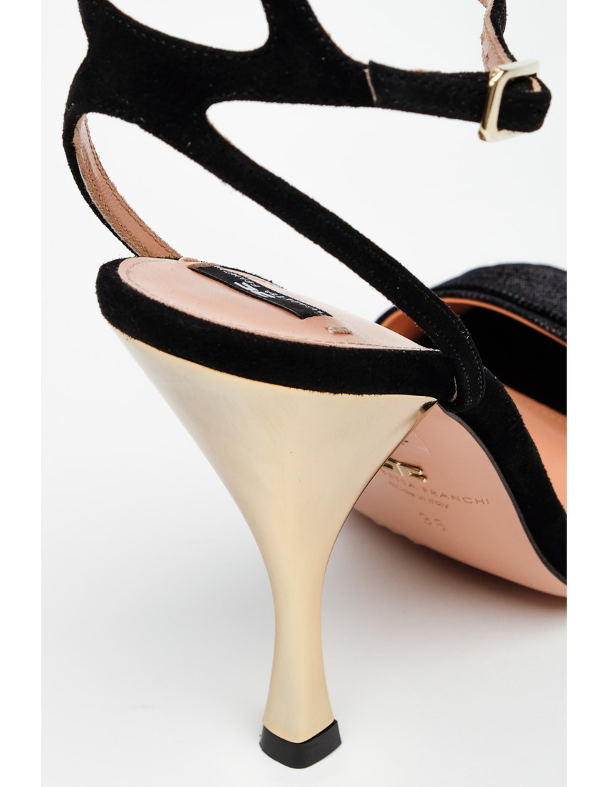женские черные текстильные Босоножки Elisabetta Franchi SA99F02E2 - фото-5