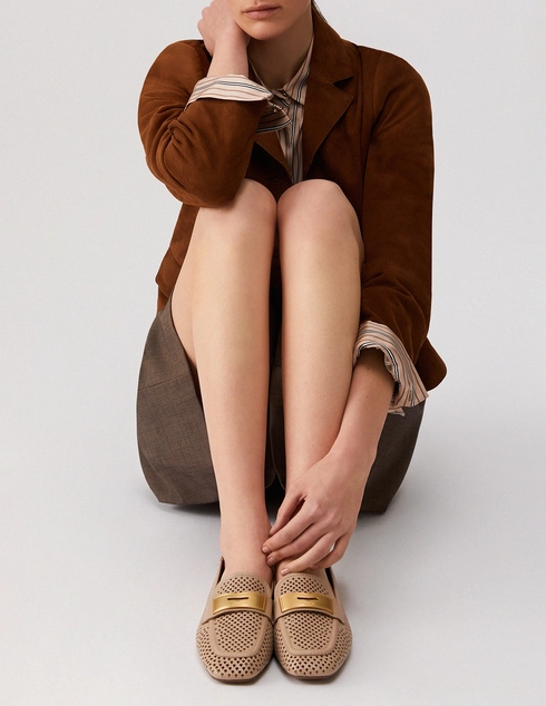 женские бежевые кожаные Лоферы Liu Jo SA6031PX132-S3951 - фото-5