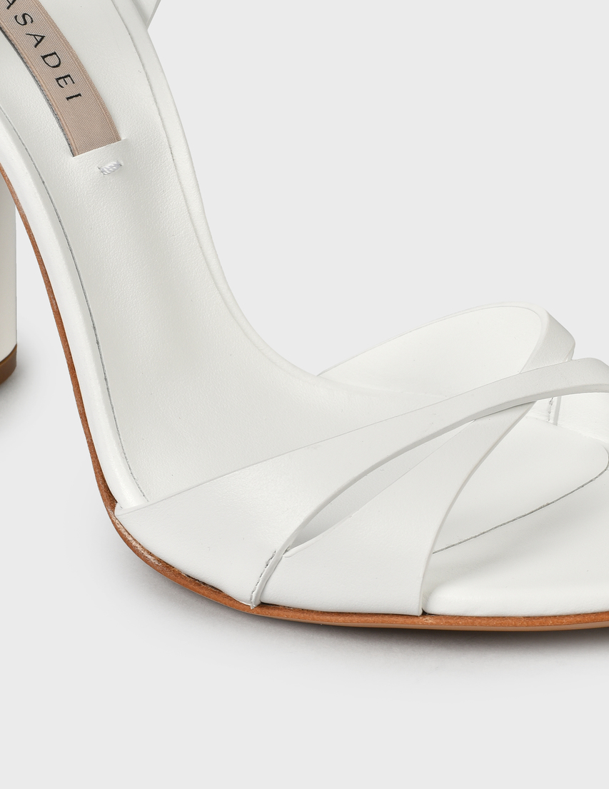 женские белые кожаные Босоножки Casadei 766-white - фото-5