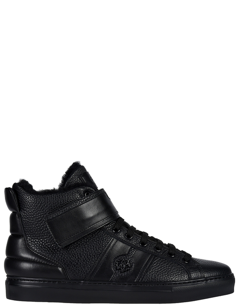 мужские черные кожаные Кеды Roberto Cavalli 8302-black - фото-5