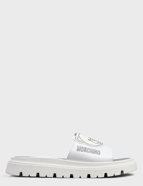 женские белые кожаные Шлепанцы Moschino 77401_white - фото-5